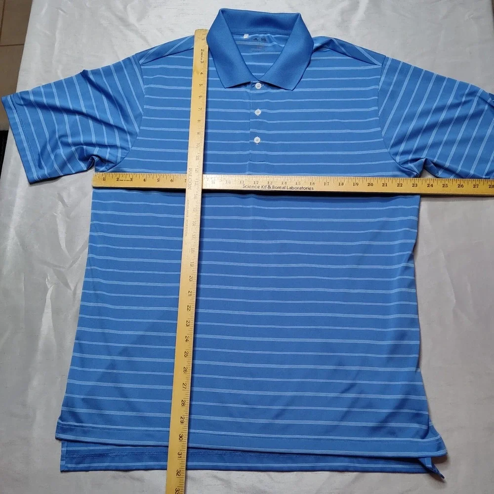 ADIDAS GOLF Men Large Blue White‎ Striped Polo Shirt EUC